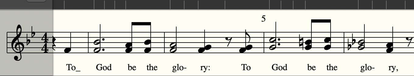 Full soprano and alto score before voice part splitting